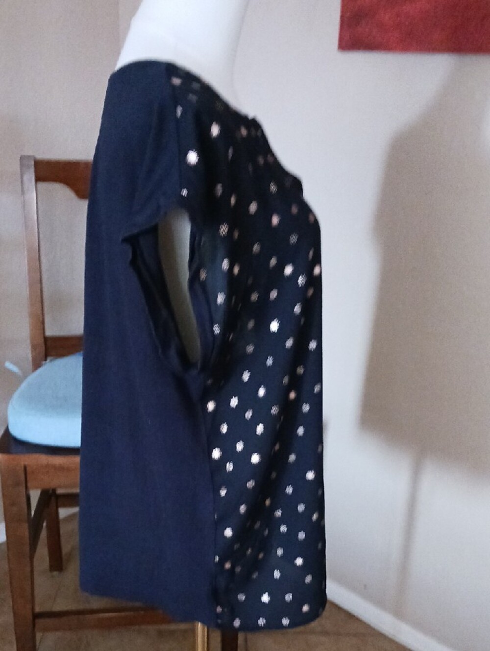 Papermoon Black Short-Sleeve Split-Neck Top with Metallic Dots - Picture 6 of 11
